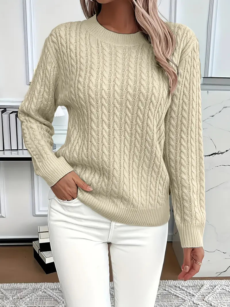 Jersey femenino cable knit mujer moderno y versátil diario