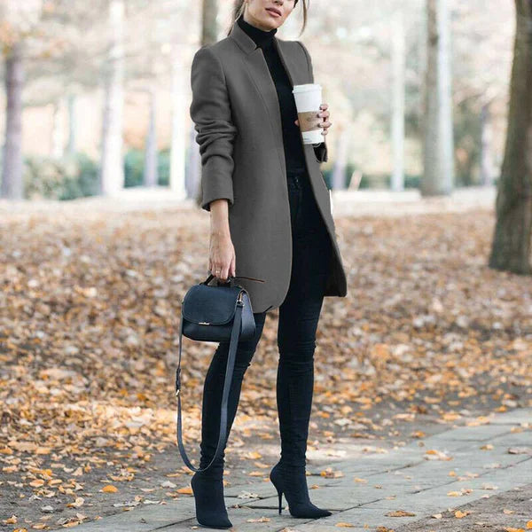 Blazer de lana para mujer con cuello alto: clásico y elegante, ideal para la oficina y el día a día
