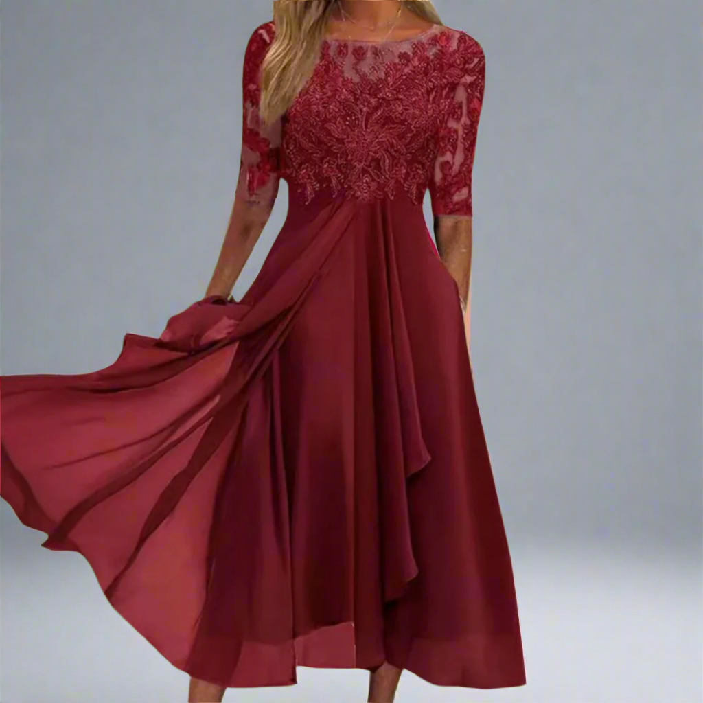 Dorris | Elegante vestido midi de encaje