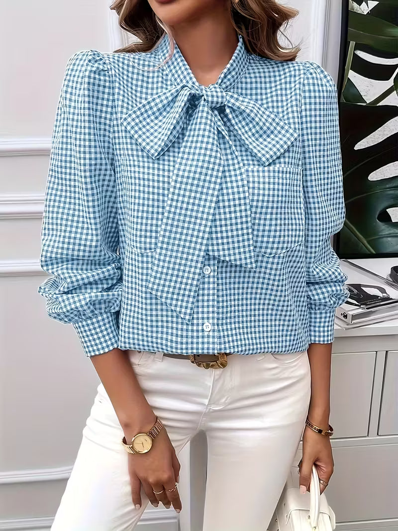 Blusa con detalle de lazo mujer, ligera y refinada para primavera