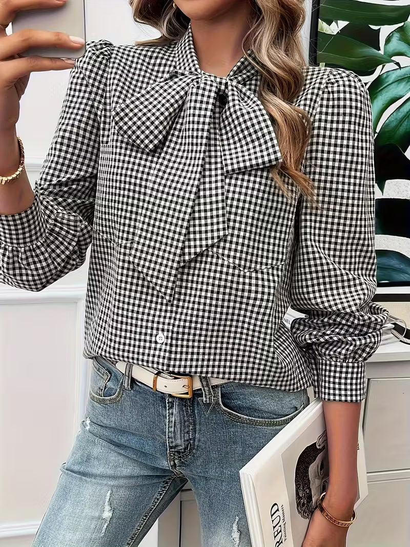 Blusa con detalle de lazo mujer, ligera y refinada para primavera