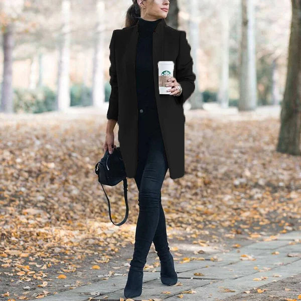 Blazer de lana para mujer con cuello alto: clásico y elegante, ideal para la oficina y el día a día
