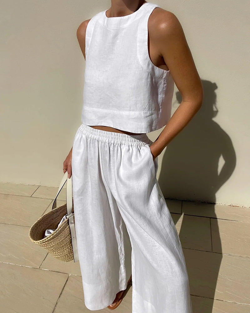 Conjunto femenino lino sostenible fresco y versátil primavera
