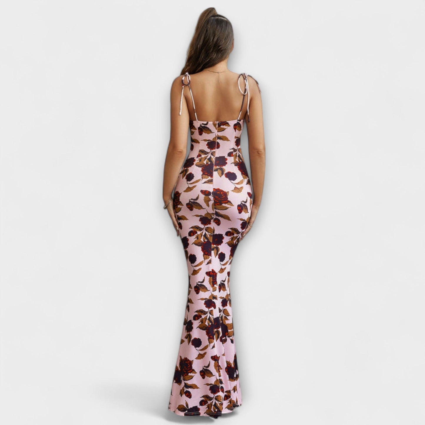 Miley | Vestido de fiesta con estampado floral y tirantes anudados