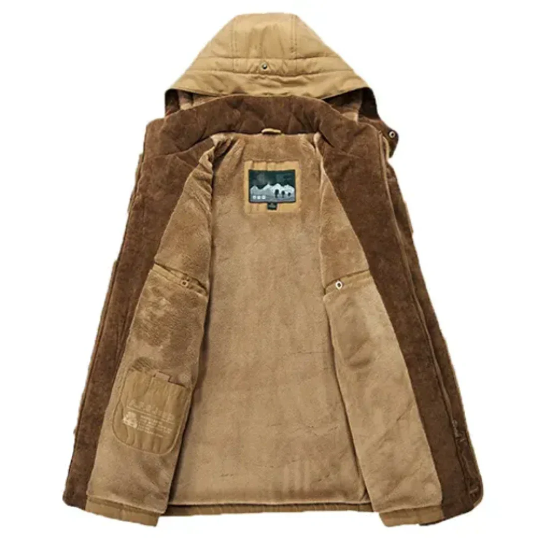 Chaqueta de invierno para hombre con capucha: forro cálido y cortavientos