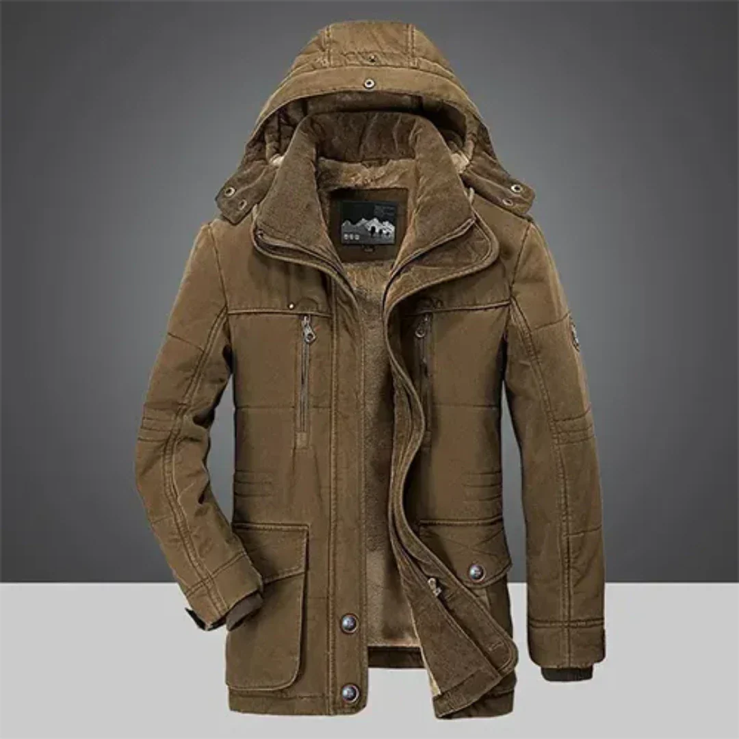Chaqueta de invierno para hombre con capucha: forro cálido y cortavientos