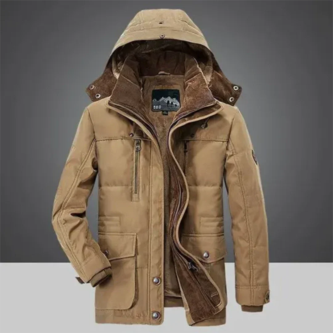Chaqueta de invierno para hombre con capucha: forro cálido y cortavientos