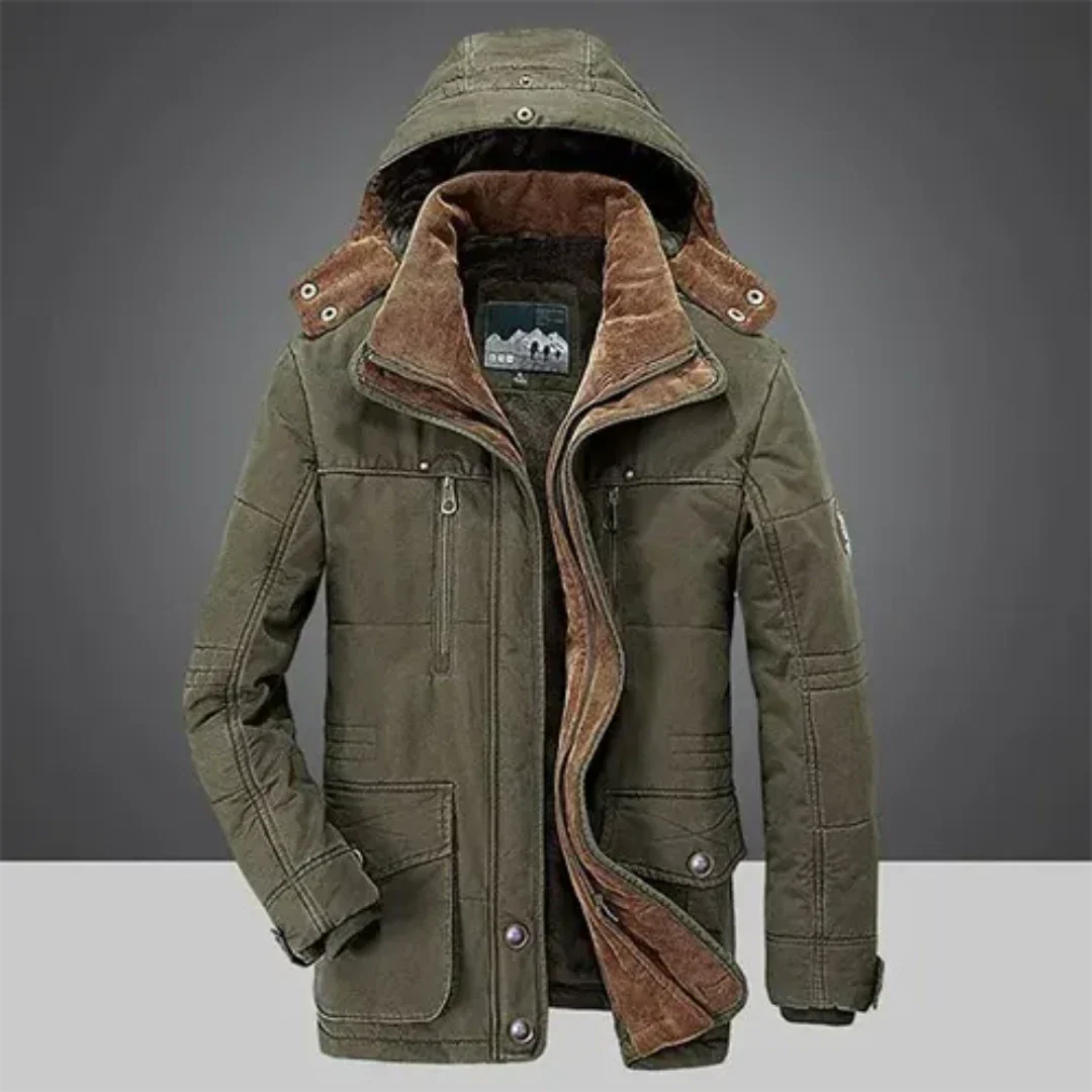 Chaqueta de invierno para hombre con capucha: forro cálido y cortavientos