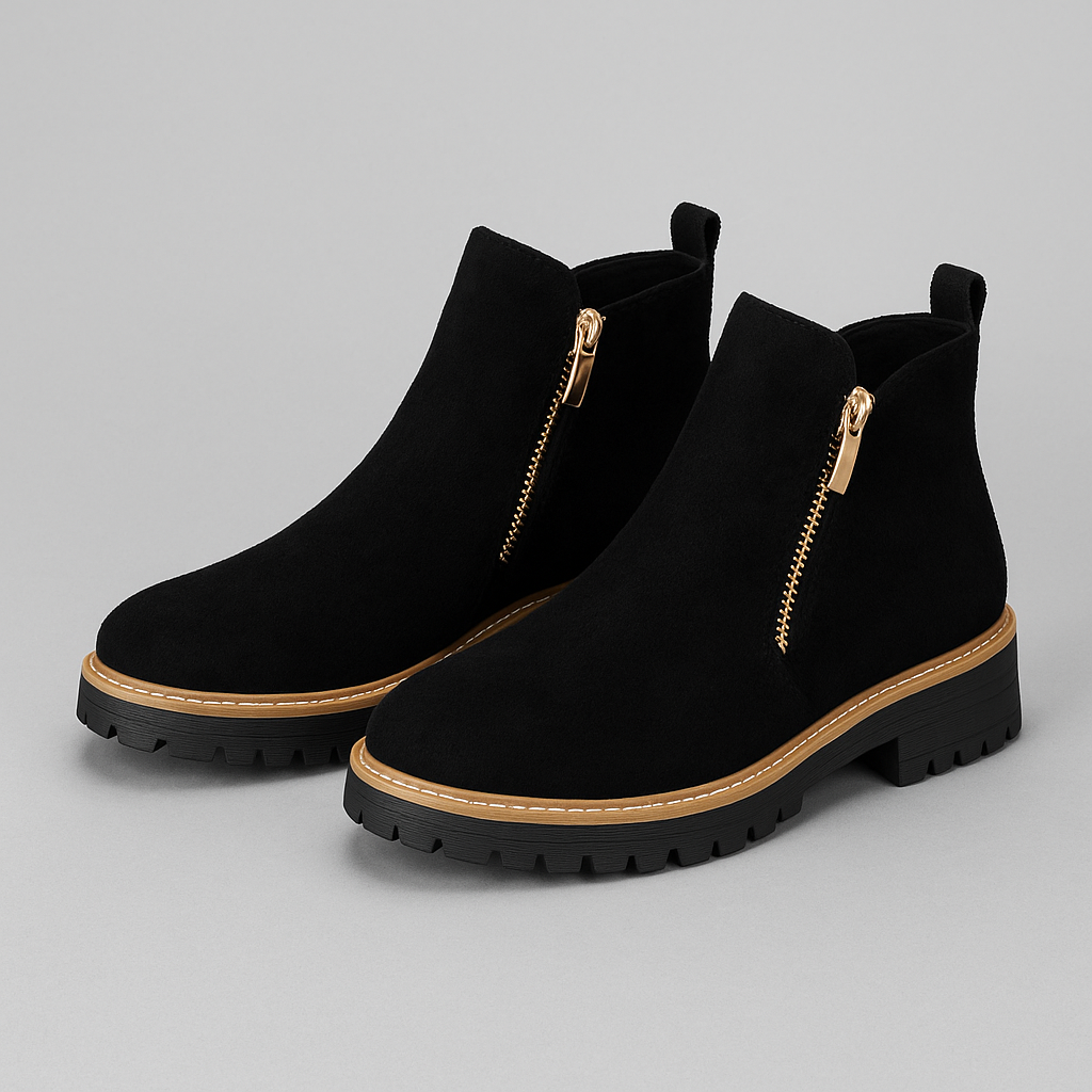 Zapatos de Mujer con Punta Redonda – Cierre Lateral Cómodo