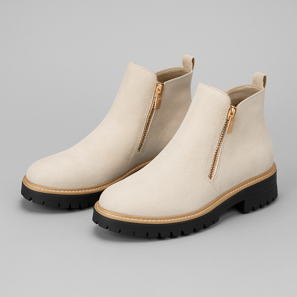 Zapatos de mujer elegantes, punta redonda y cremallera lateral