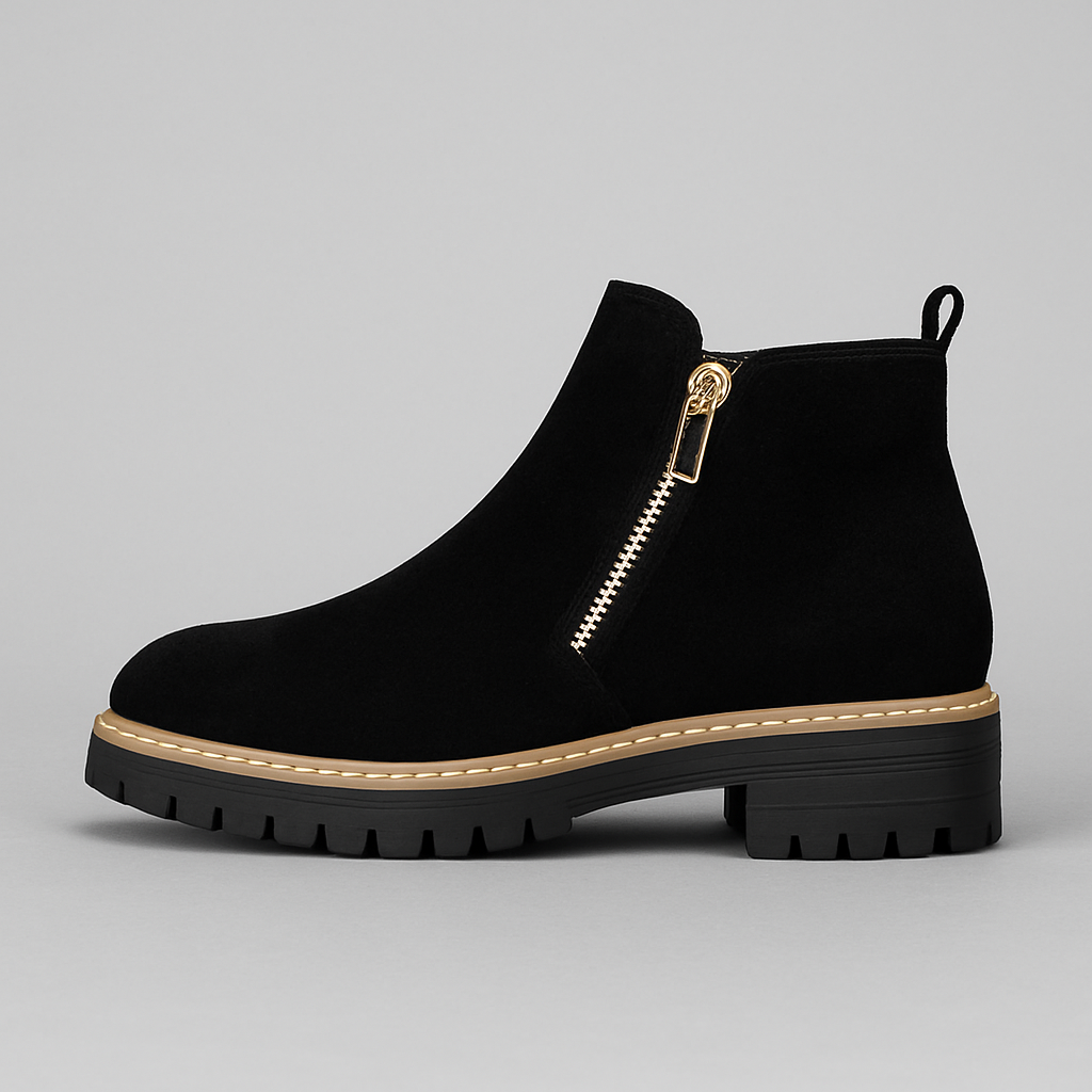 Zapatos de mujer elegantes, punta redonda y cremallera lateral