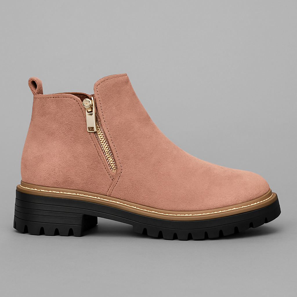 Zapatos de mujer elegantes, punta redonda y cremallera lateral