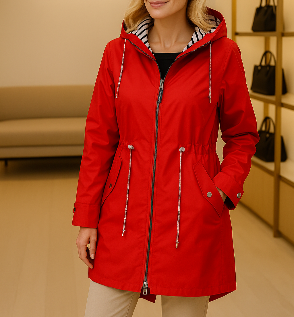 Chaqueta Larga Impermeable – Protección y Moda para Mujer
