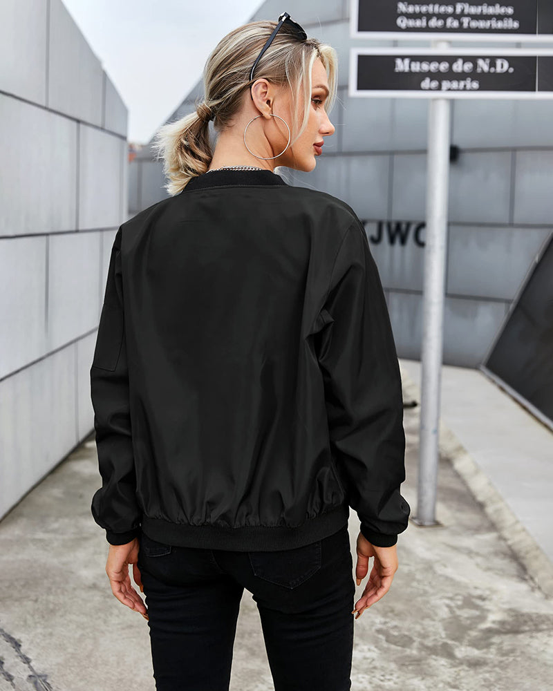 Chaqueta bomber femenina, cómoda y versátil para primavera y otoño