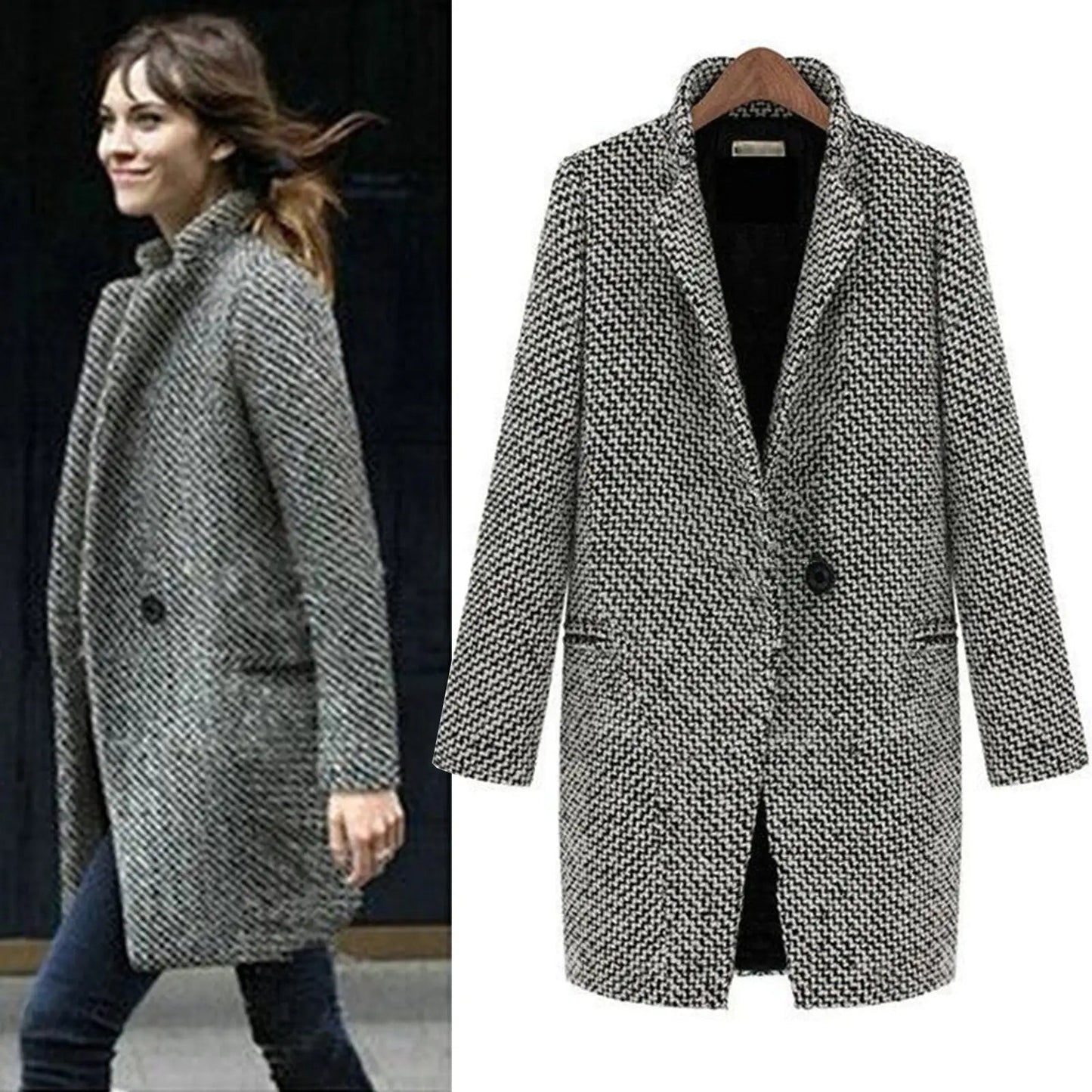 Abrigo elegante largo invierno cómodo y moderno para diario