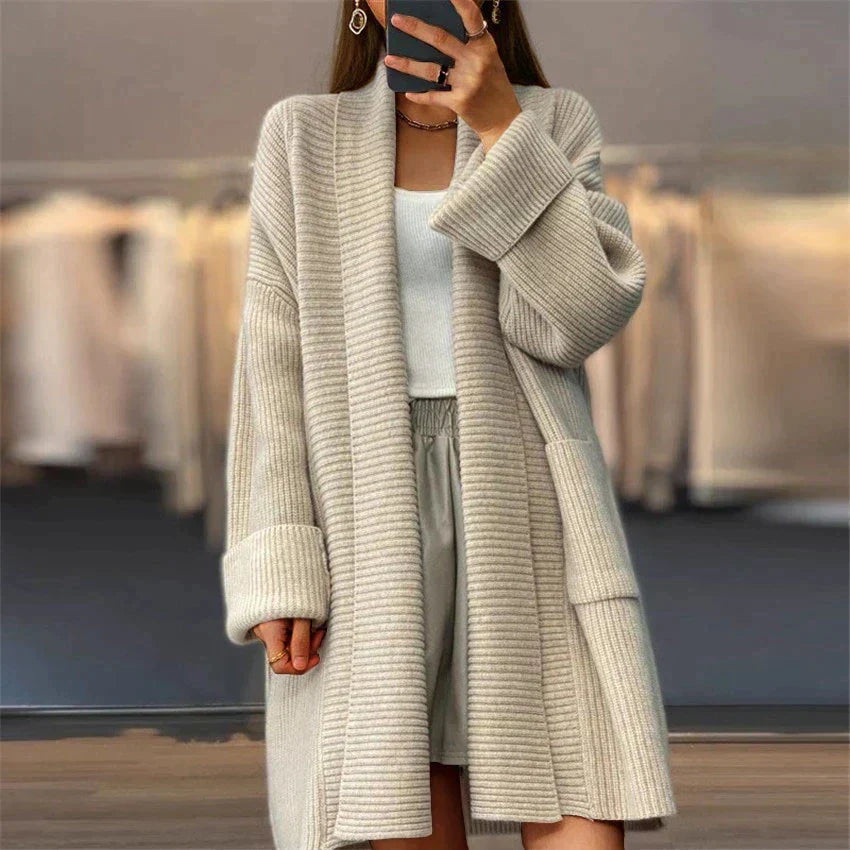 Cardigan largo de punto para mujer: cómodo para otoño e invierno