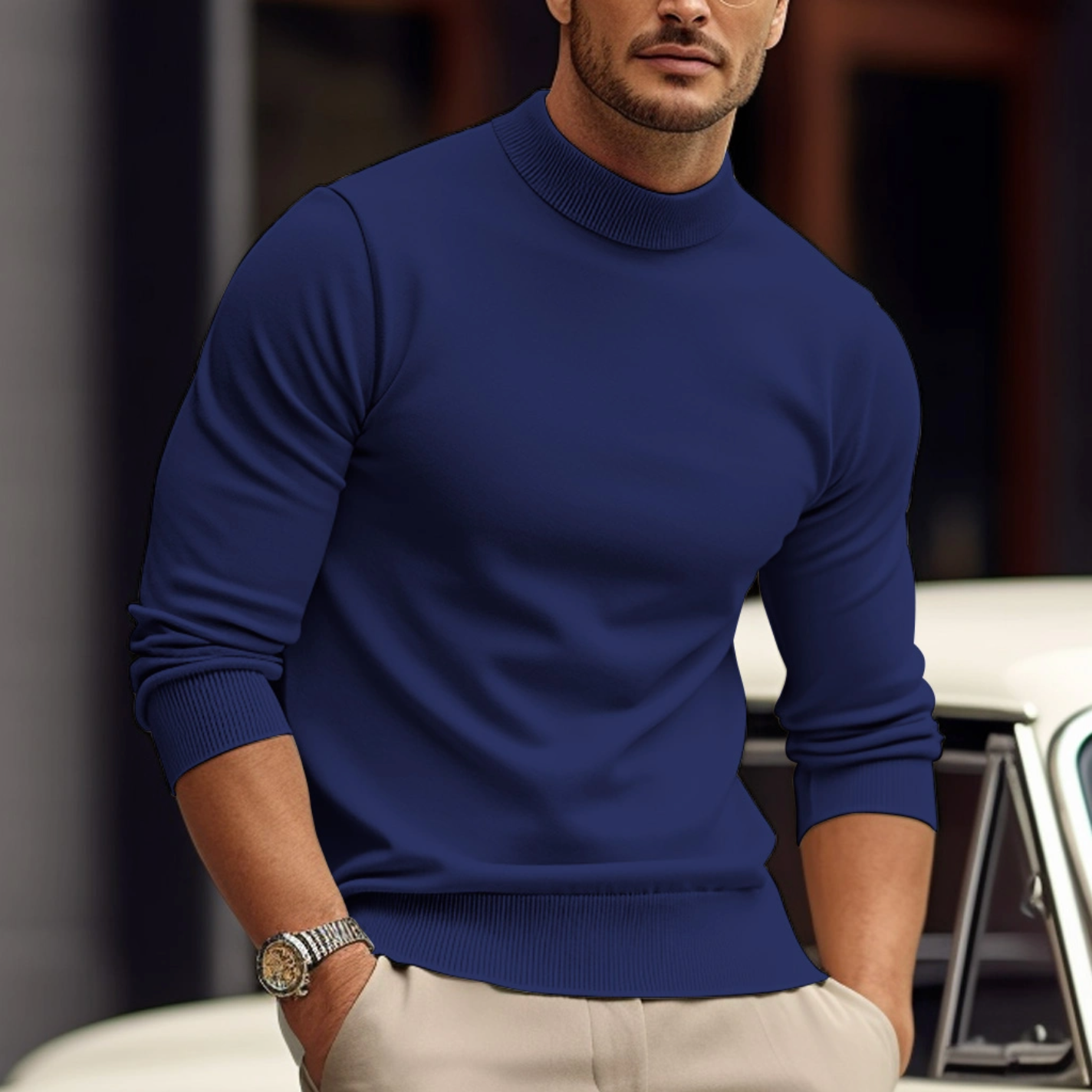 Jersey hombre cómodo de algodón elegante primavera-otoño