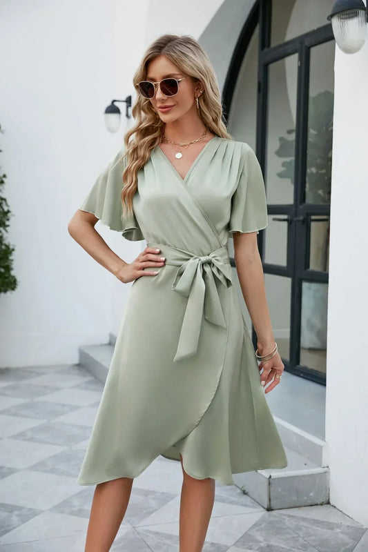 Vestido cruzado mujer, ligero y elegante para primavera o verano