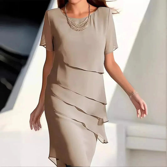 Vestido mujer de chiffon, fresco y elegante para primavera o verano