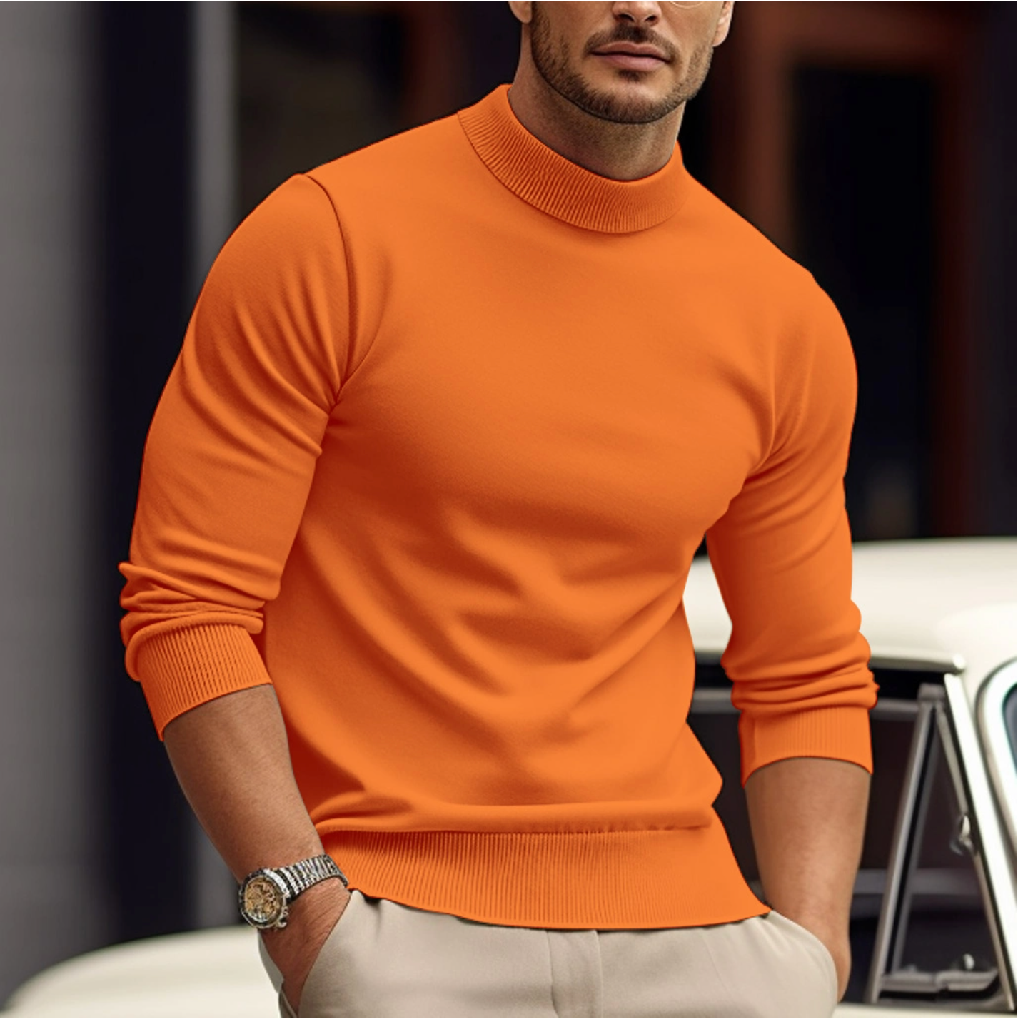 Jersey hombre cómodo de algodón elegante primavera-otoño