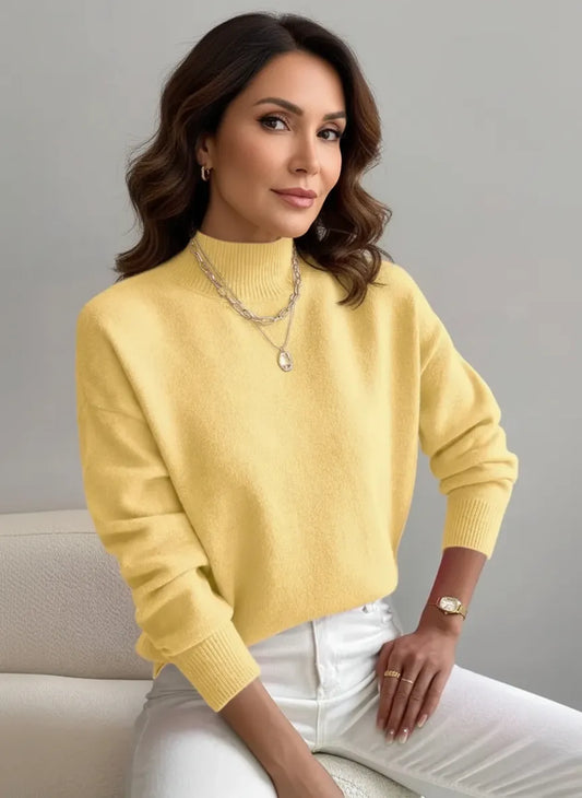 Jersey femenino turtleneck elegante suave y versátil casual