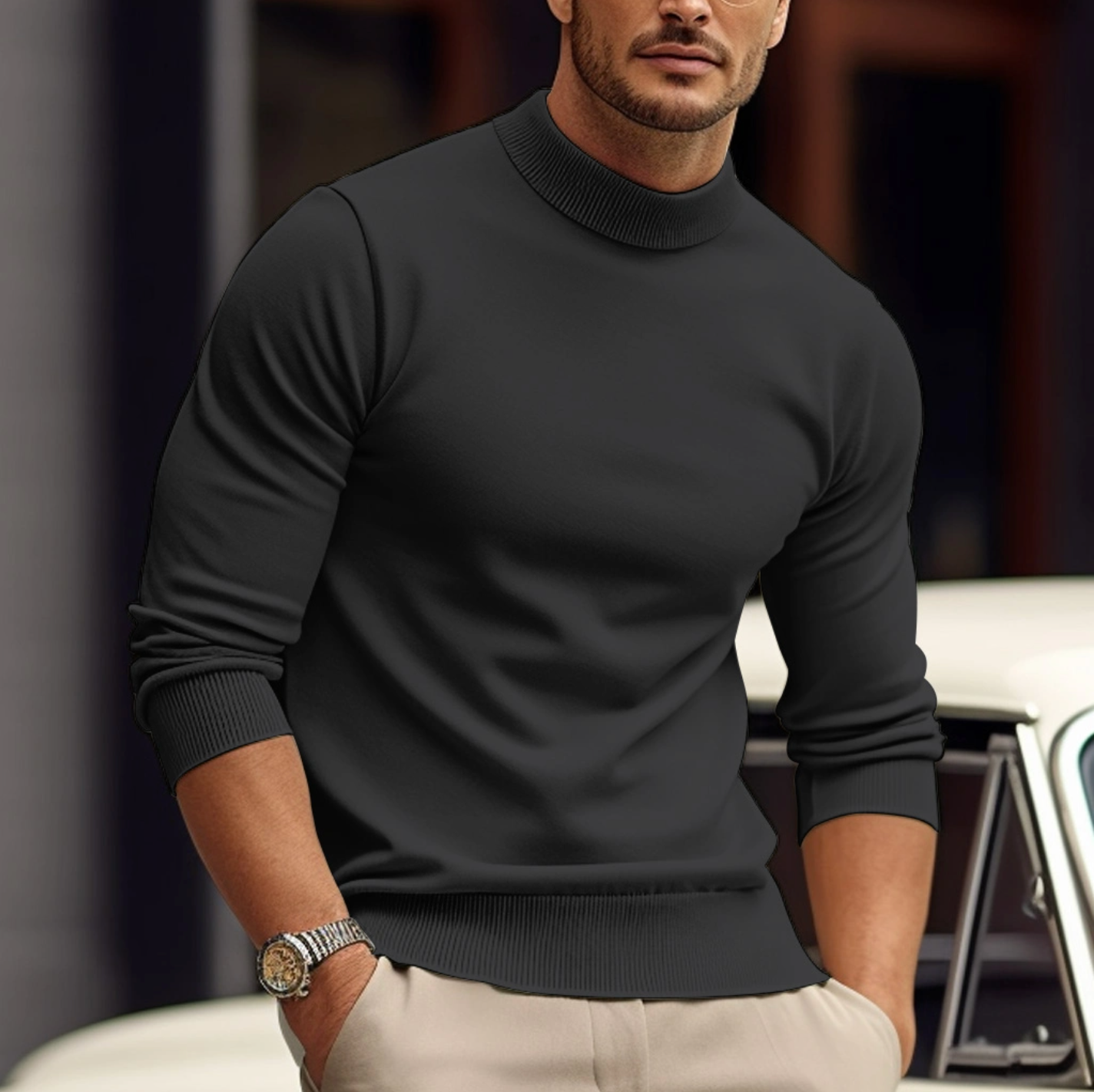 Jersey hombre cómodo de algodón elegante primavera-otoño