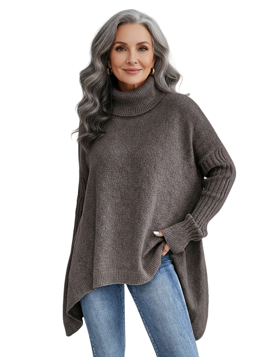 Jersey femenino cuello alto largo moderno y versátil casual
