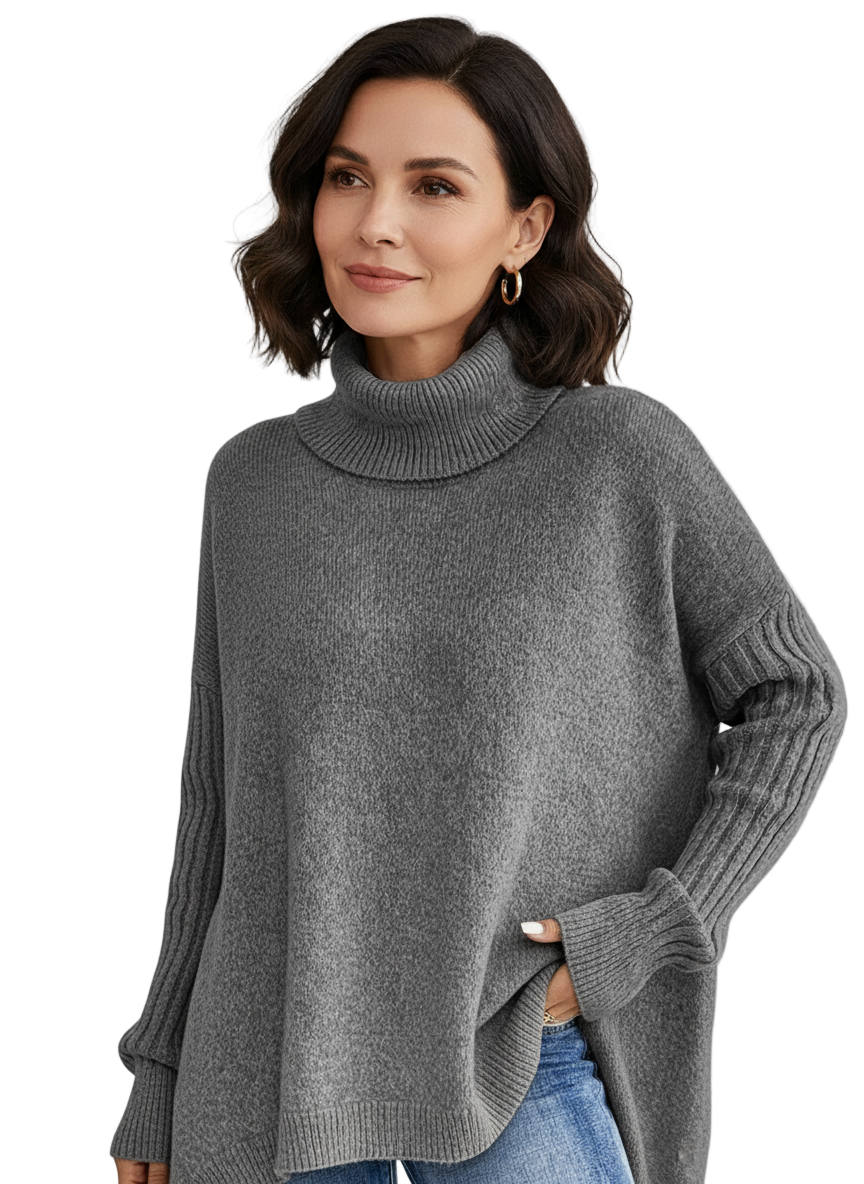 Jersey femenino cuello alto largo moderno y versátil casual