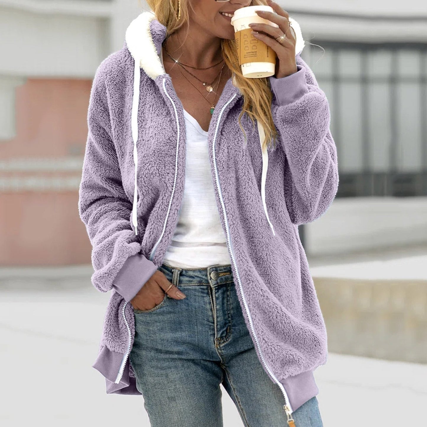 Fleece chaqueta chic, transpirable y confortable para días fríos