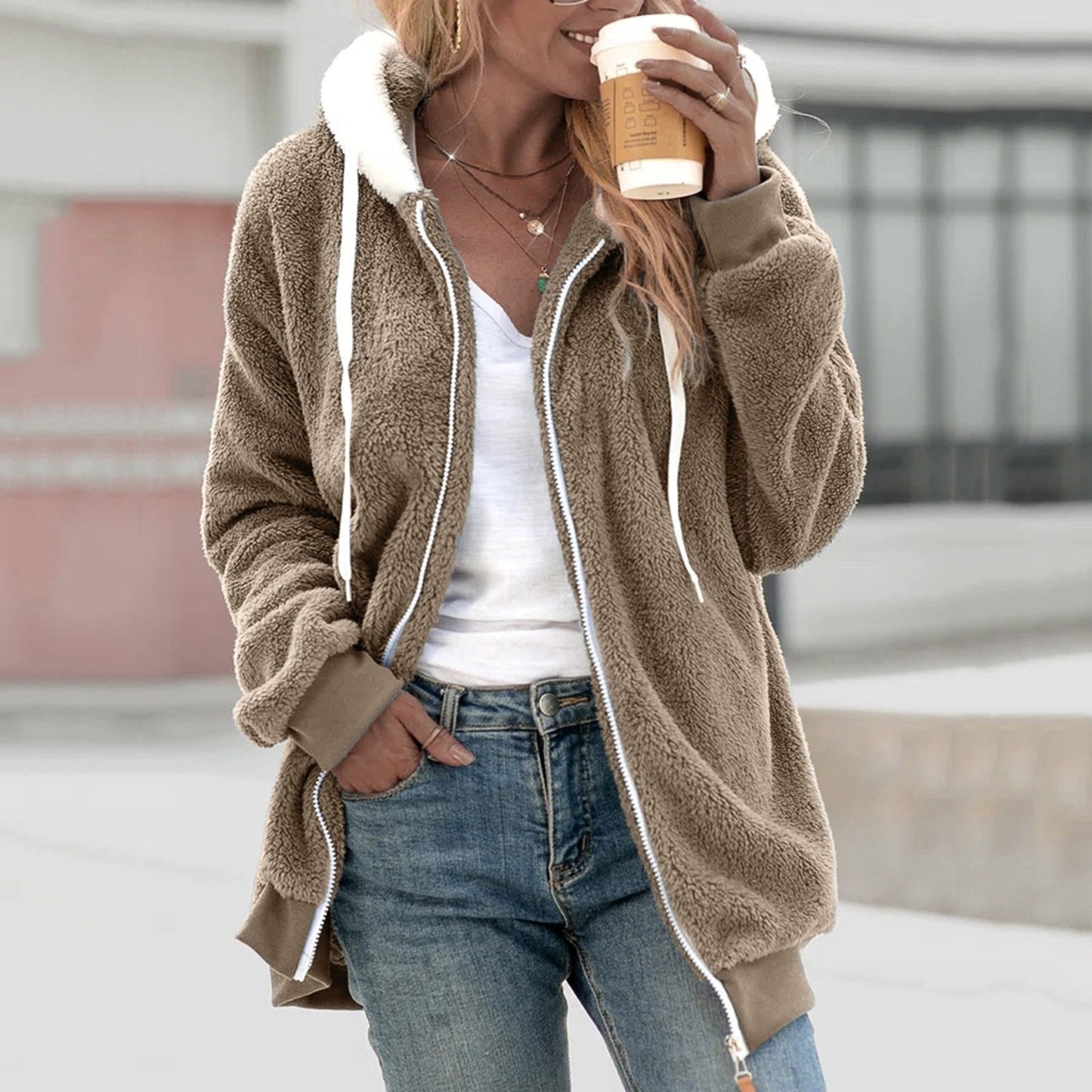 Fleece chaqueta chic, transpirable y confortable para días fríos