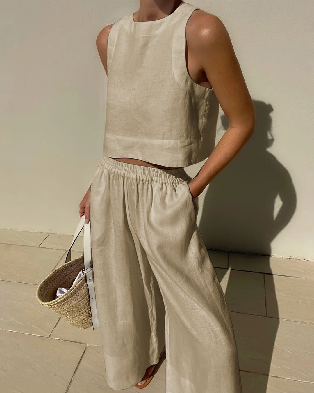 Conjunto femenino lino sostenible fresco y versátil primavera