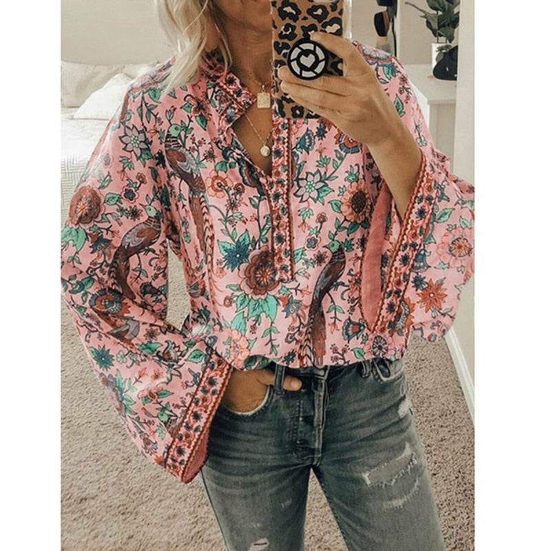 Blusa mujer boho chic moderna ligera casual primavera-verano