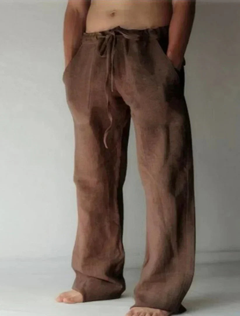 Pantalón lino hombre cómodo con cinturilla ajustable casual