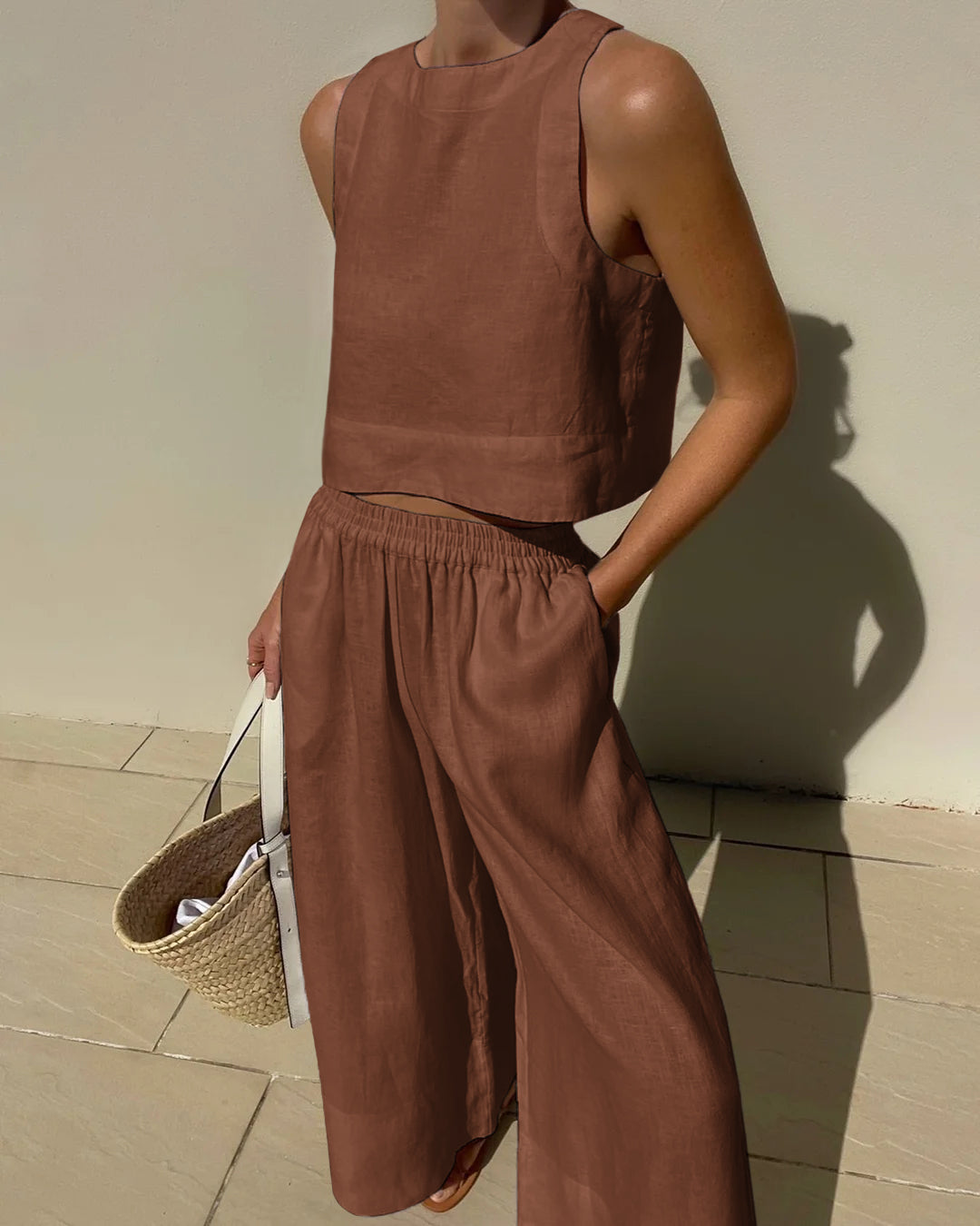 Conjunto femenino lino sostenible fresco y versátil primavera