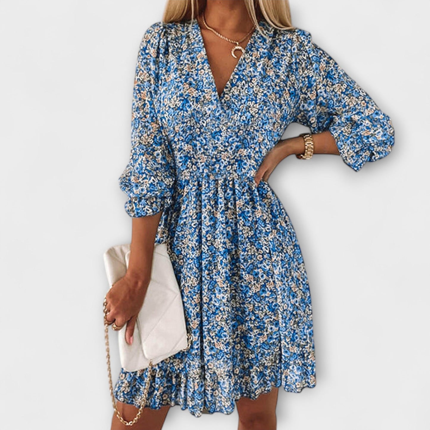 Liliana | Vestido floral de manga abullonada para mujer