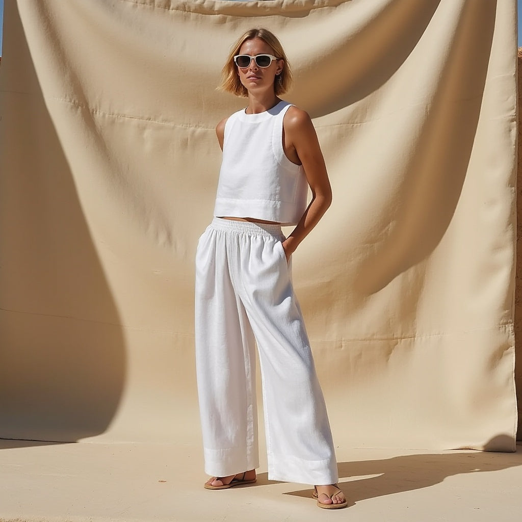 Conjunto femenino lino sostenible fresco y versátil primavera