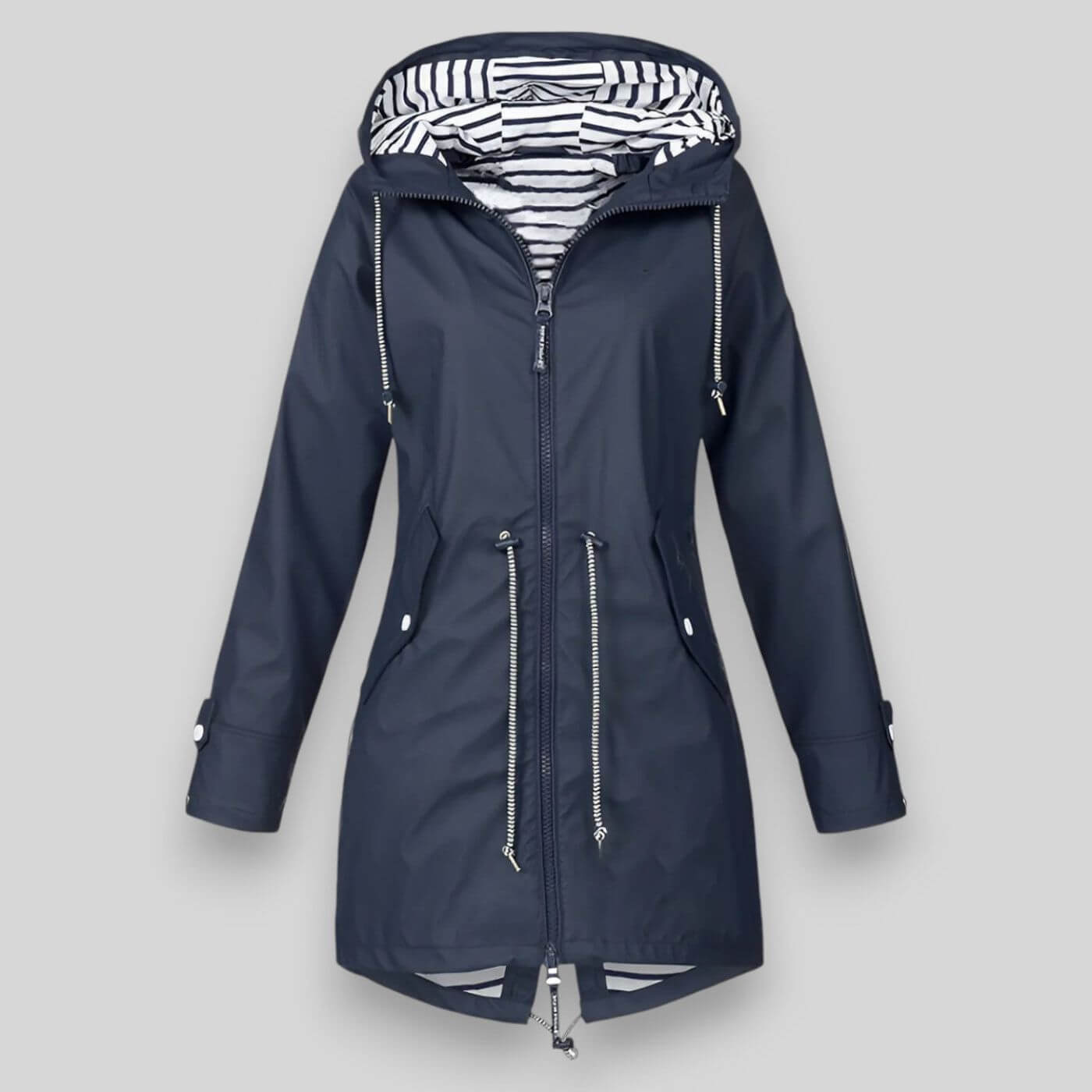 Chaqueta Larga Impermeable – Protección y Moda para Mujer