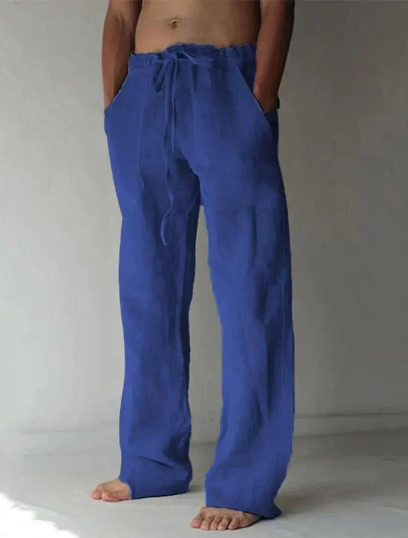 Pantalón lino hombre cómodo con cinturilla ajustable casual