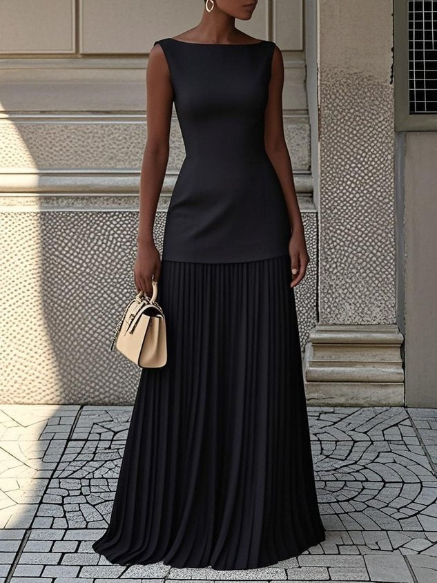 Vestido Largo Elegante Mujer – Estilo Plisado, Versátil y Moderno