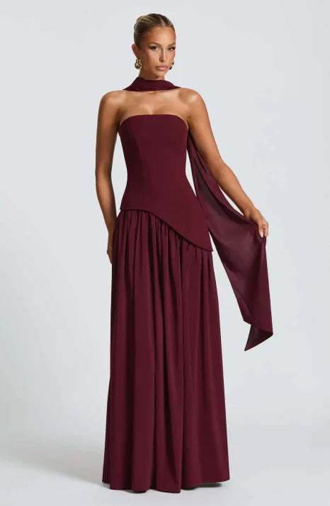 Vestido largo de noche para mujer, estilo elegante