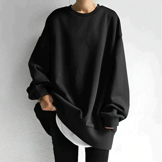 Sudadera oversize con cuello redondo para mujer – Ligera, cálida y moderna