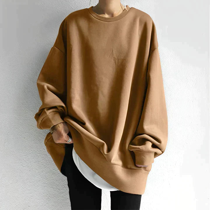 Sudadera oversize con cuello redondo para mujer – Ligera, cálida y moderna