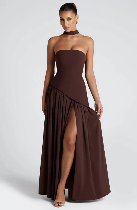 Vestido largo de noche para mujer, estilo elegante