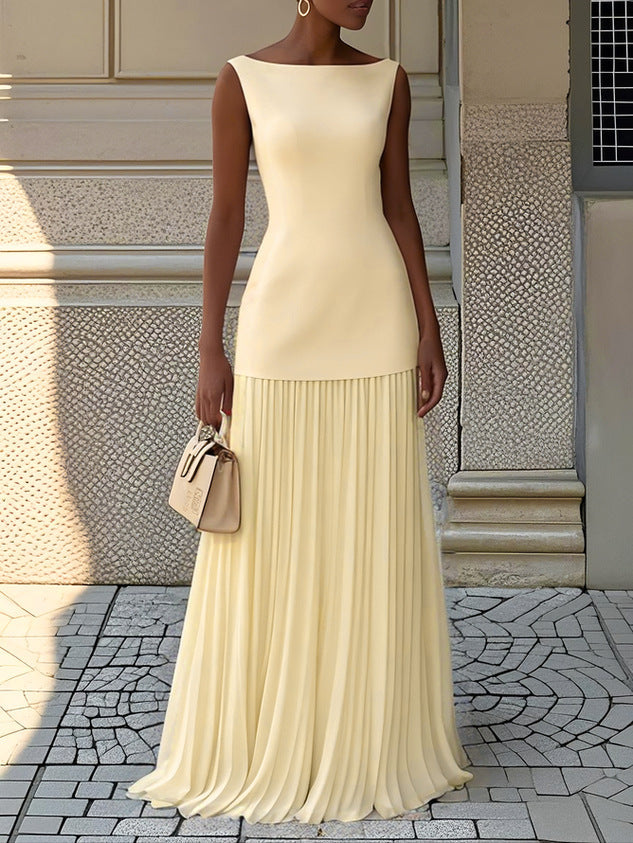 Vestido Largo Elegante Mujer – Estilo Plisado, Versátil y Moderno