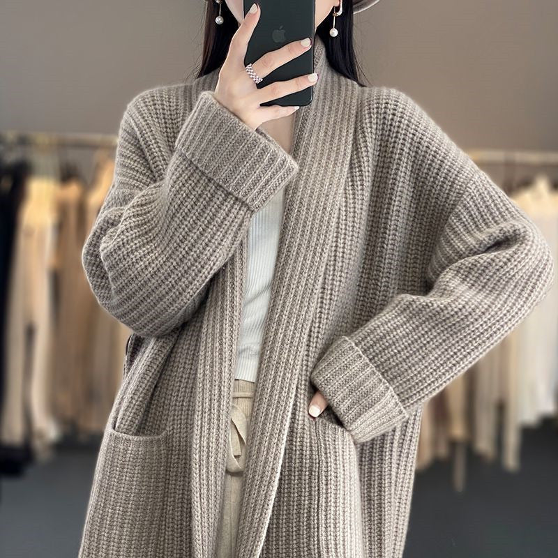 Cardigan largo de punto para mujer: cómodo para otoño e invierno