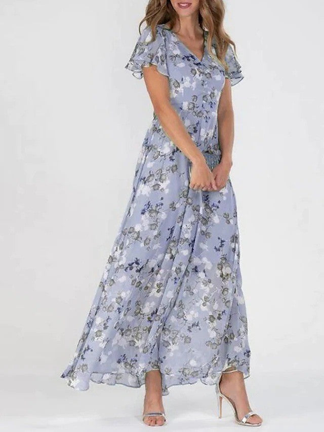 Adriana | Elegante maxivestido floral con cuello en V