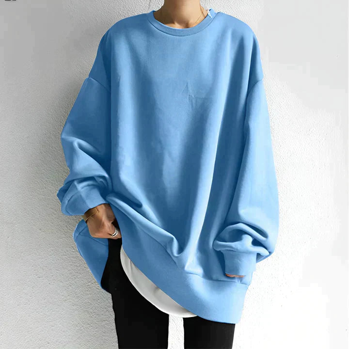 Sudadera oversize con cuello redondo para mujer – Ligera, cálida y moderna