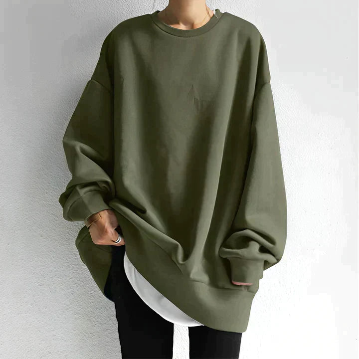 Sudadera oversize con cuello redondo para mujer – Ligera, cálida y moderna