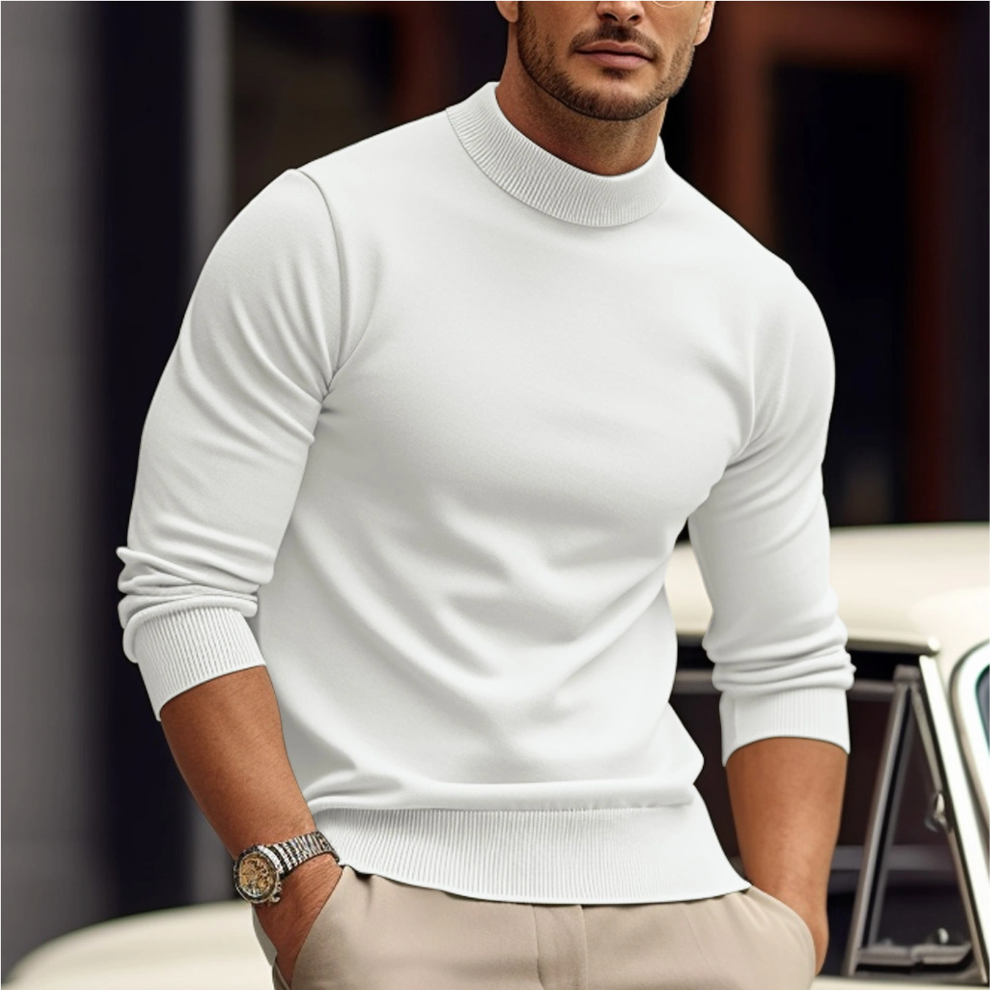 Jersey hombre cómodo de algodón elegante primavera-otoño