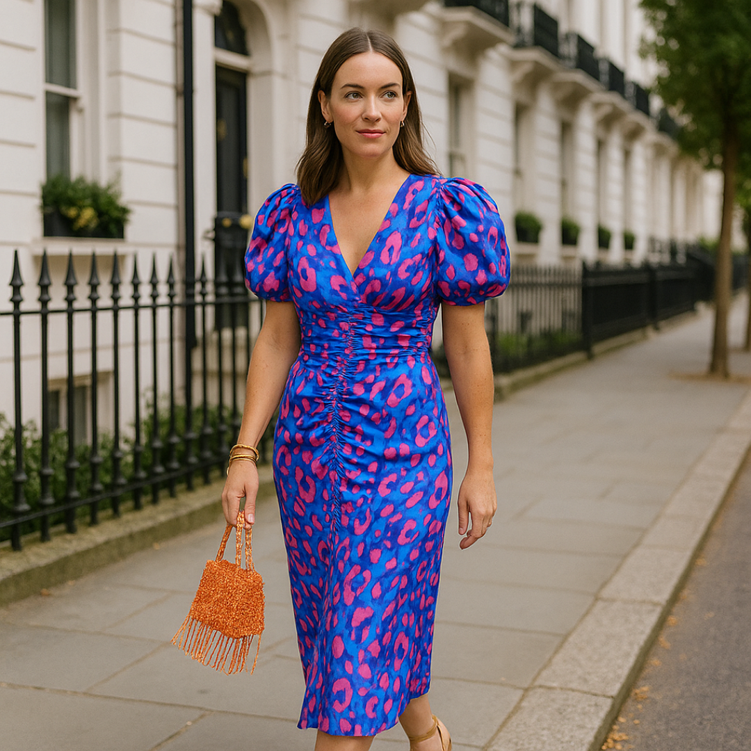 Hilary | Vestido de colores con mangas plisadas